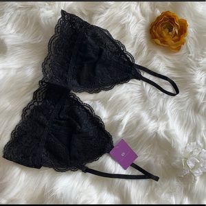 Black lace triangle bralette